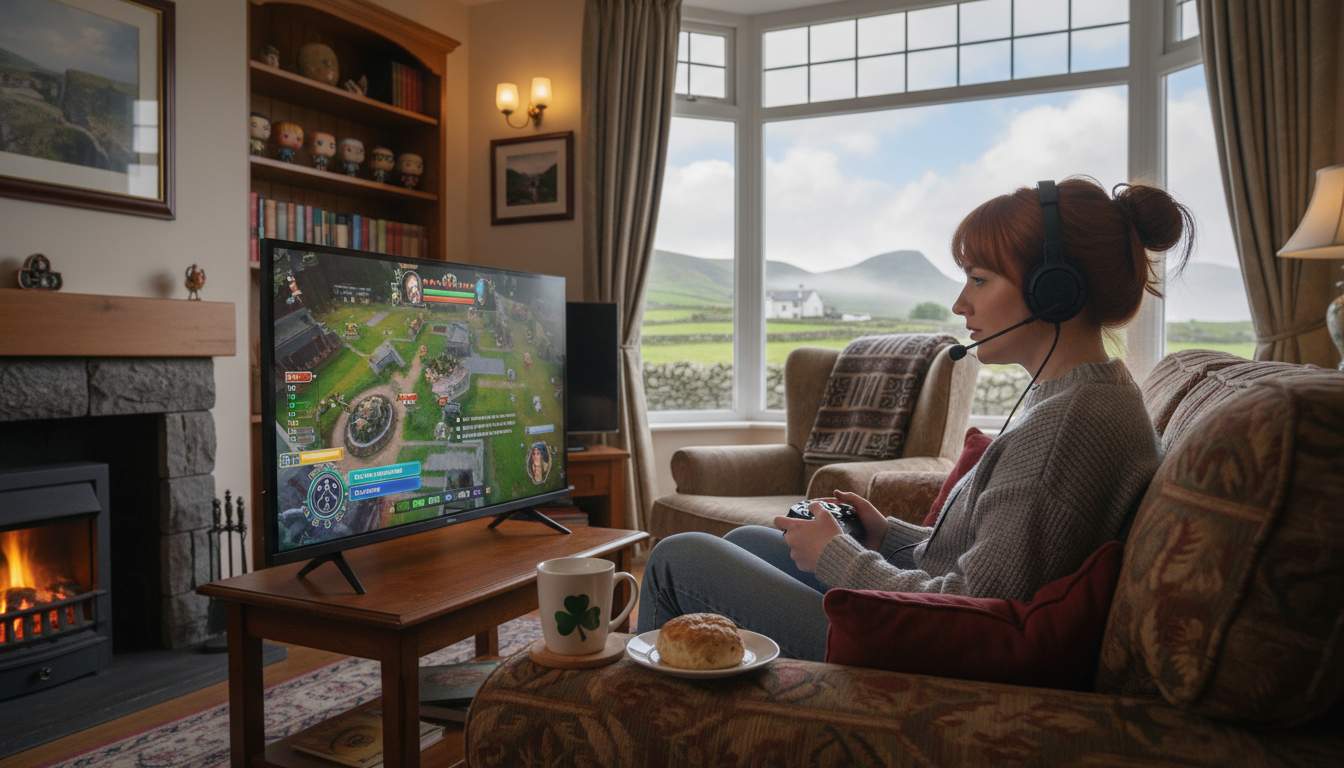 A woman enjoying online gaming